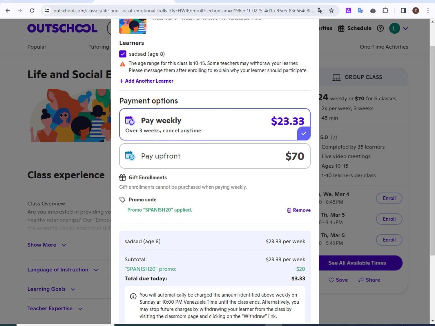 How to apply Outschool coupon code